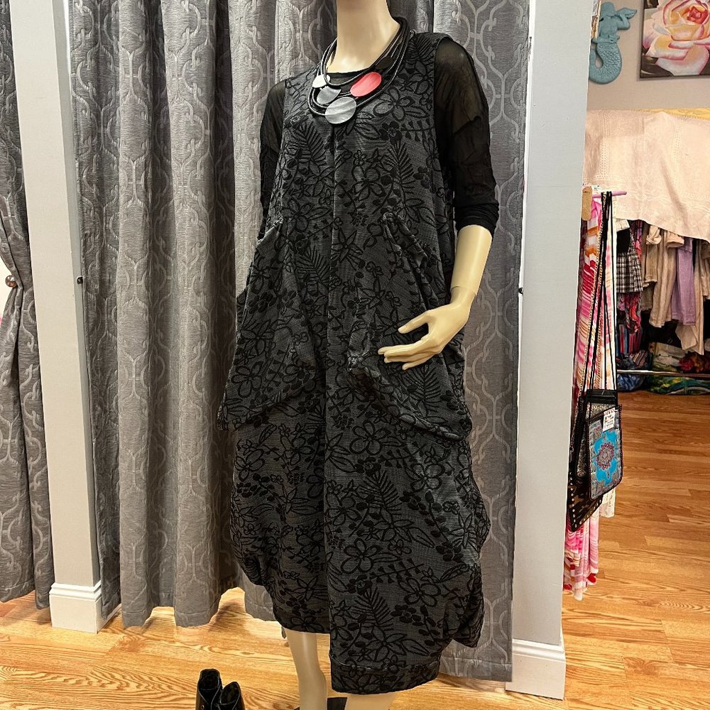 NWOT  One Size Dress To Kill Jane Mohr Gray/Black Knit Dress